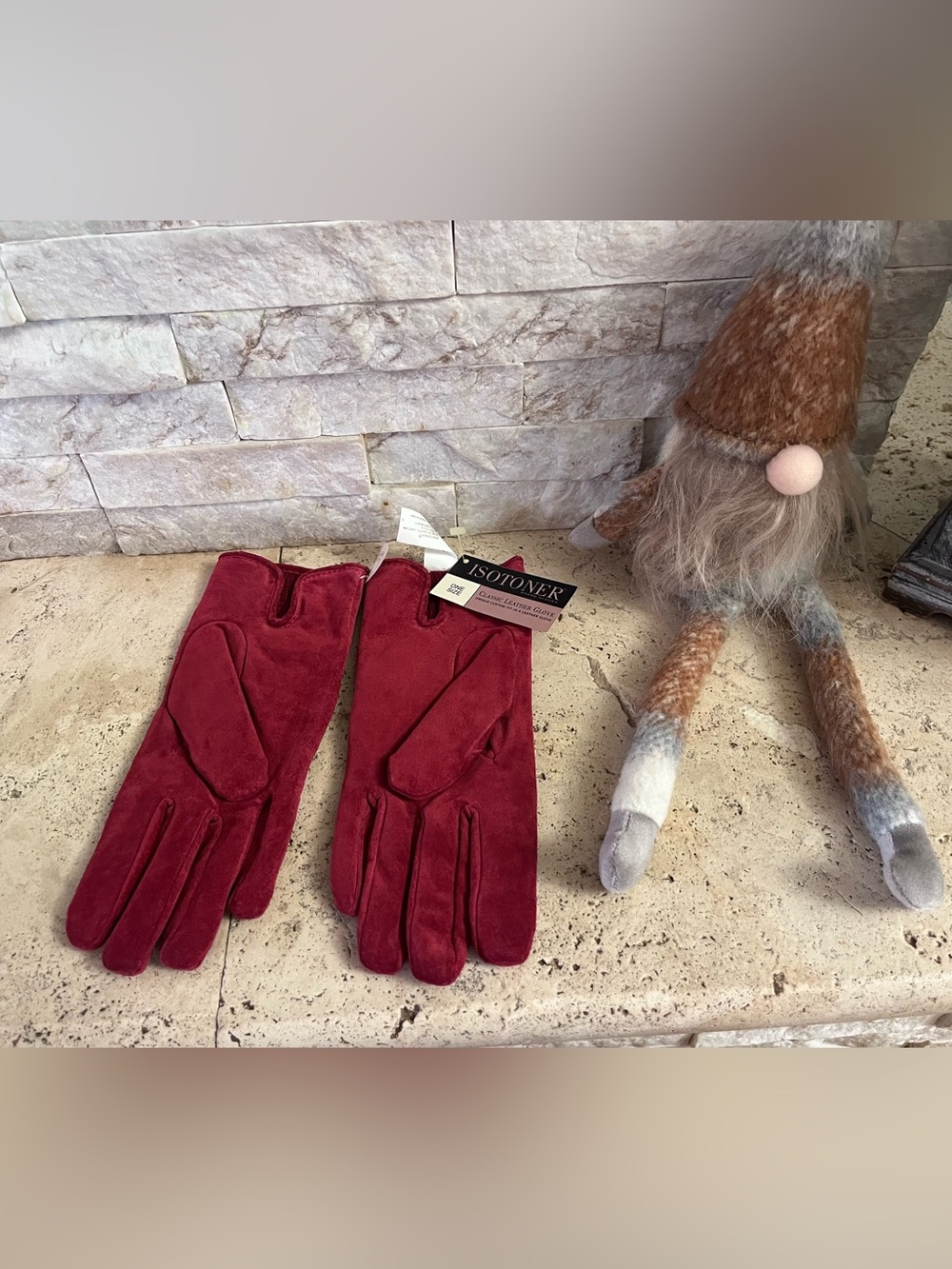 isotoner Women’s Burgundy Suede Gloves